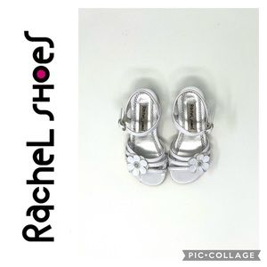 Rachel Shoes White Block Heel Sandals Size 8 Toddler
